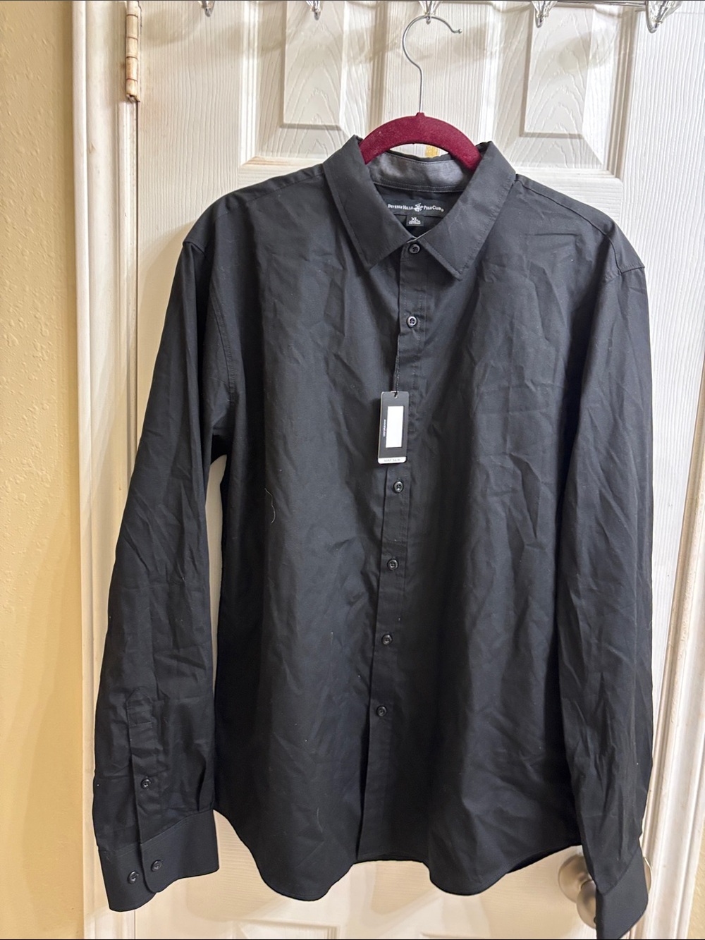 Beverly Hills Polo Club Black Collared long sleeve modern fit Shirt. NWT